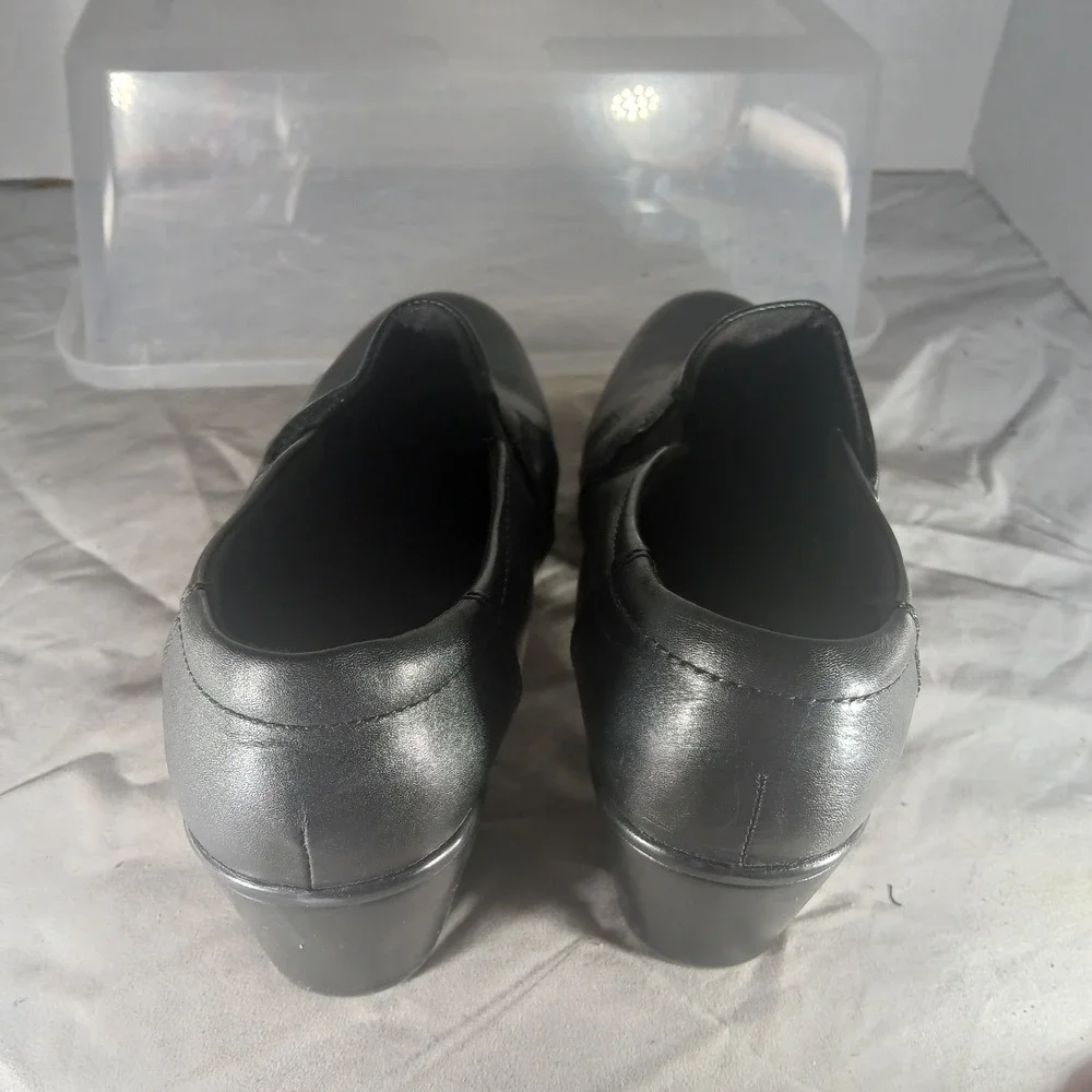 Clarks Bendables 62720 Womens Black Leather Slip On‎ Block Heel Shoes Size 9M